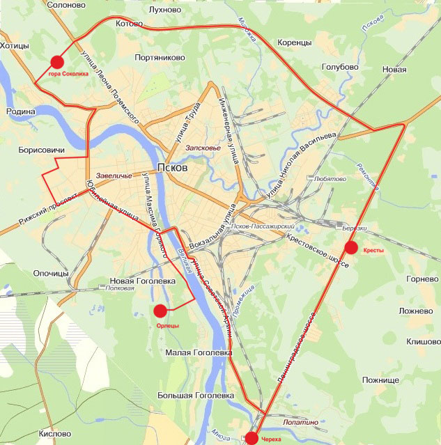 Маршрут Крестного хода во круг Пскова Маршрут Крестного хода во круг Пскова